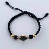 Pulsera Negra Trebol 2.15gr / Oro 18K &