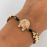 Pulsera Negra Herradura Caballo 5.7gr / Oro 18K &