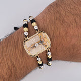 Pulsera Negra Cruz Cristo Milagroso 16.95gr / Oro 18K &
