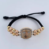 Pulsera Negra San Miguel Arcangel 10.9gr / Oro 18K &