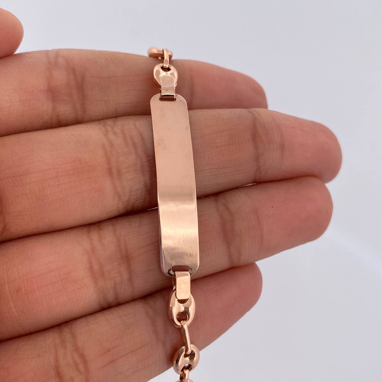 Pulso GC 4gr / 18cm / 4.8mm Placa Rectangular Lisa Oro Rosa 18K $