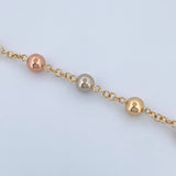 Pulso Denario Virgen Milagrosa 7.35gr / 22cm / 7mm Bolas Lisas Tres Oros 18K &