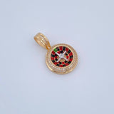 Dije Ruleta 6.5gr / 3.1cm / Circones Blancos Dos Oros Amarillo Blanco 18K &