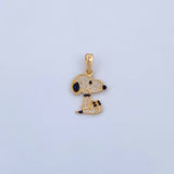 Dije Perro 1.8gr / 2.3cm / Circones Blancos Oro Amarillo 18K &