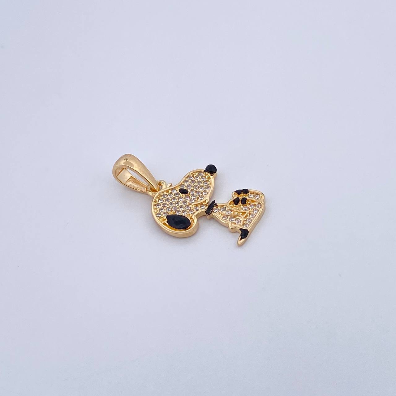 Dije Perro 1.8gr / 2.3cm / Circones Blancos Oro Amarillo 18K &