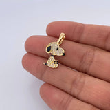 Dije Perro 1.8gr / 2.3cm / Circones Blancos Oro Amarillo 18K &