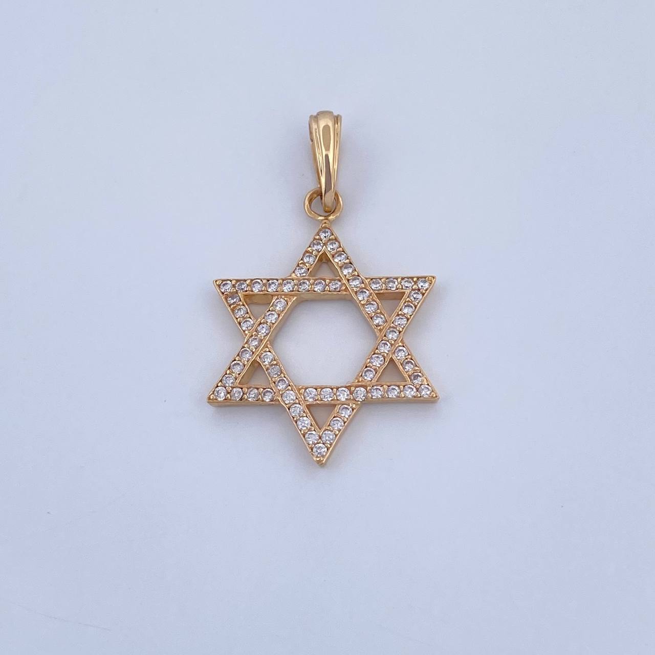Dije Estrella De David 2.95gr / 3.5cm / Circones Blancos Oro Amarillo 18K &