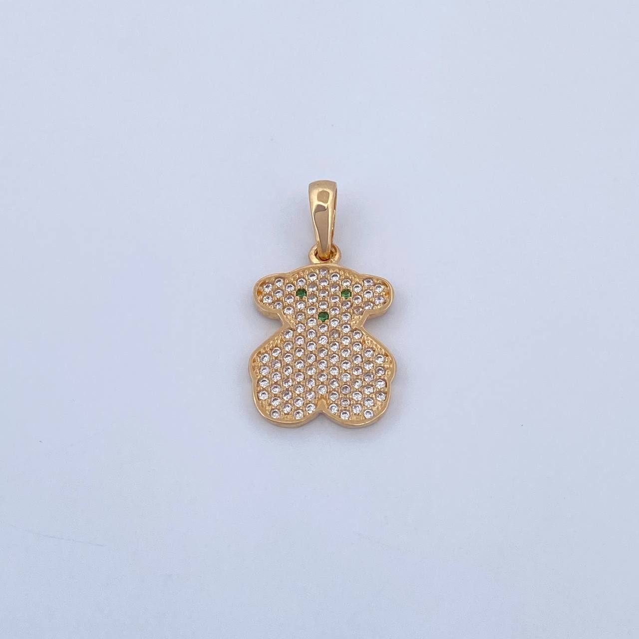 Dije Oso Ts 2.5gr / 2.5cm / Circones Verdes Blancos Oro Amarillo 18K &