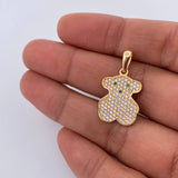 Dije Oso Ts 2.5gr / 2.5cm / Circones Verdes Blancos Oro Amarillo 18K &
