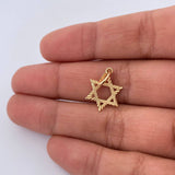 Dije Estrella De David 0.8gr / 2.3cm / Diamantada Oro Amarillo 18K &