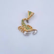 Dije Escorpion 3.65gr / 3cm / Circones Verdes Dos Oros Amarillo Blanco 18K &