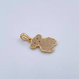 Dije Oso Ts 2.35gr / 2.5cm / Circones Azules y Blancos Oro Amarillo 18K &