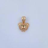 Dije Rostro Oso 3gr / 2.1cm / Circones Verdes Negros Blancos Oro Amarillo 18K &