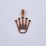 Dije Corona RX 3.25gr / 3.1cm / Circones Negros Oro Rosa 18K &