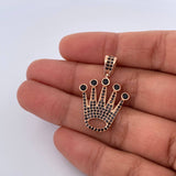 Dije Corona RX 3.25gr / 3.1cm / Circones Negros Oro Rosa 18K &