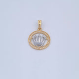 Dije Corona RX 2.2gr / 2.6cm / Circones Blancos Dos Oros Amarillo Blanco 18K &