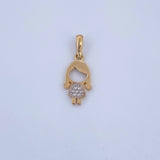 Dije Niña 1.15gr / 2.3cm / Circones Blancos Dos Oros Amarillo Blanco 18K &