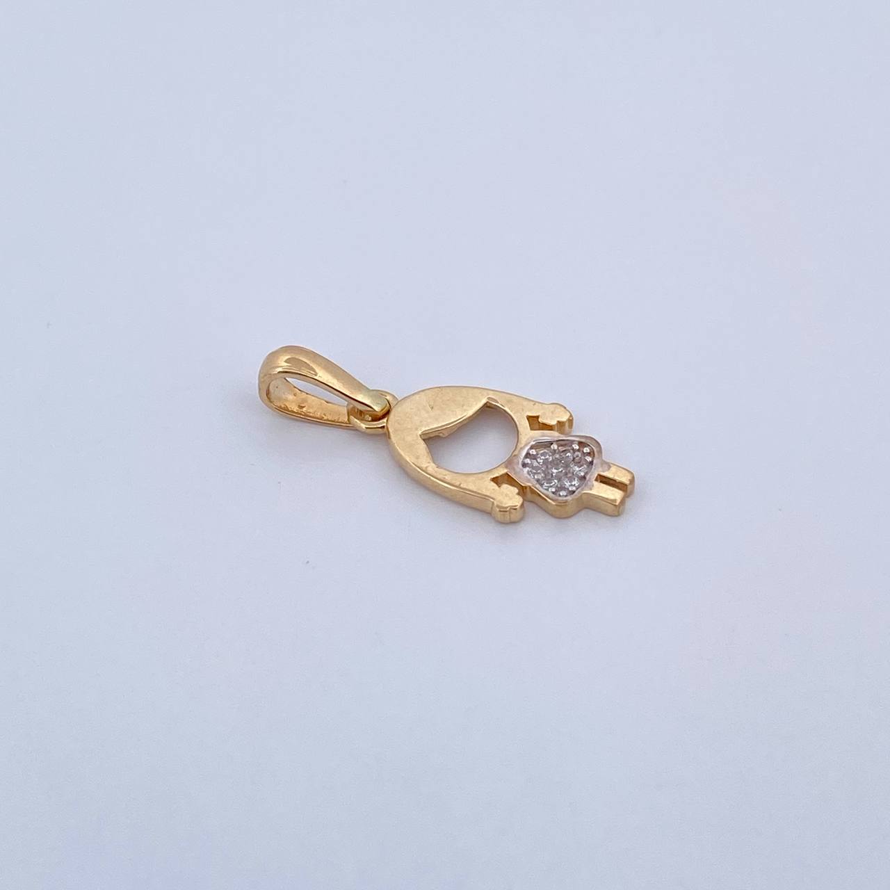 Dije Niña 1.15gr / 2.3cm / Circones Blancos Dos Oros Amarillo Blanco 18K &