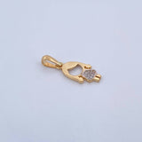 Dije Niña 1.15gr / 2.3cm / Circones Blancos Dos Oros Amarillo Blanco 18K &