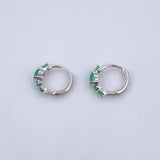 Candongas Coral 1.7gr / 1.1cm / Esmeraldas 84 Pts Oro Blanco 18K (Joya) &