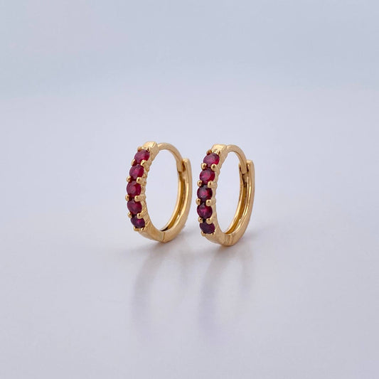 Candongas Parciales 1.5gr / 1.2cm / Rubies 30 Pts Oro Amarillo 18K (Joya) &