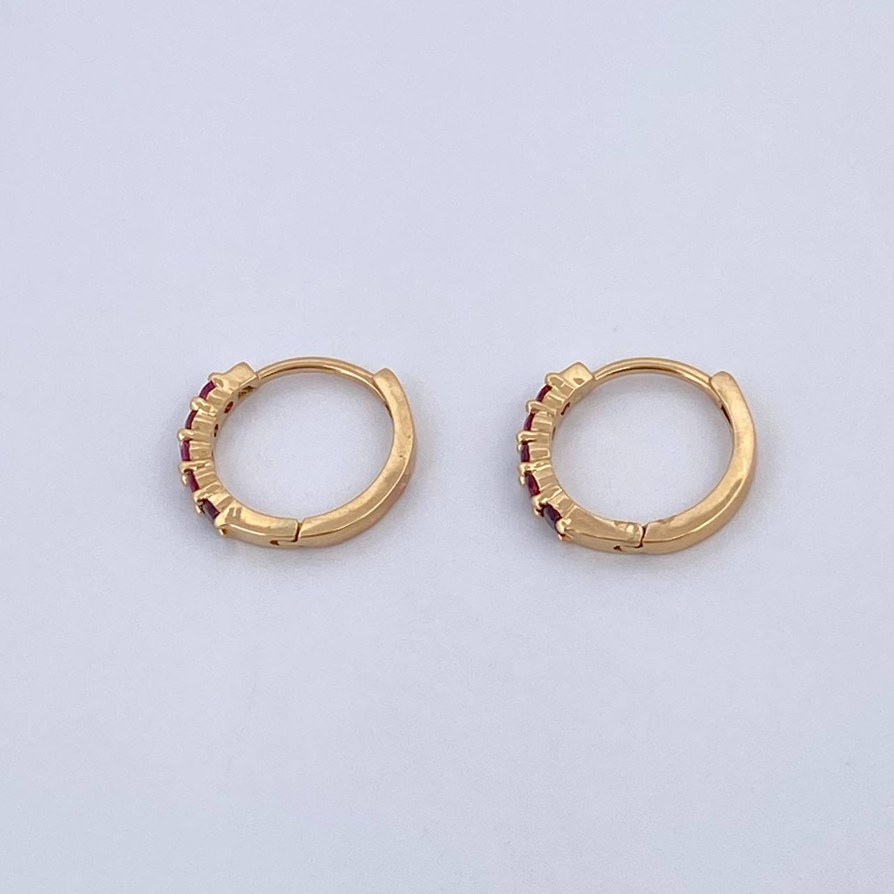 Candongas Parciales 1.5gr / 1.2cm / Rubies 30 Pts Oro Amarillo 18K (Joya) &