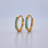 Candongas Parciales 1.05gr / 1.1cm / Esmeraldas 12 Pts Oro Amarillo 18K (Joya) &