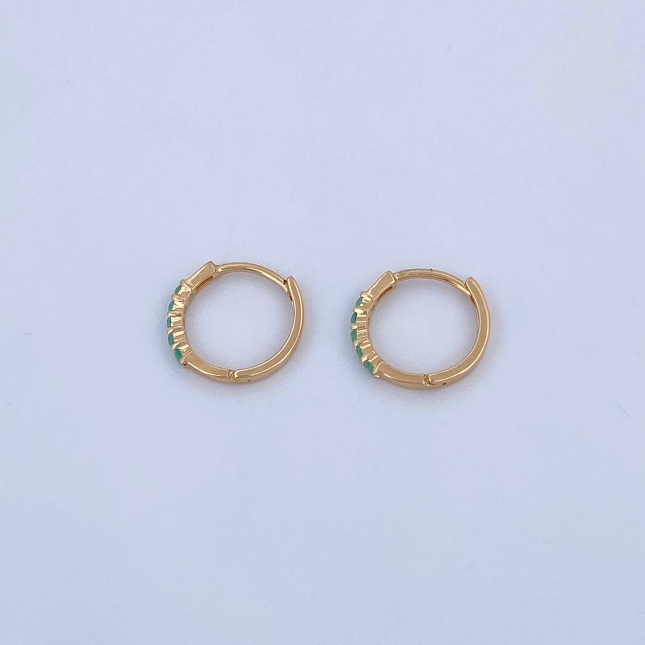 Candongas Parciales 1.05gr / 1.1cm / Esmeraldas 12 Pts Oro Amarillo 18K (Joya) &