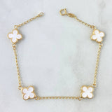 Pulso Espiga Treból VCyA 3.2gr / 18cm / 1.5mm Resina Blanca Oro Amarillo Nac.Esp. 18K ©