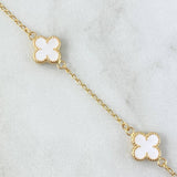 Pulso Espiga Treból VCyA 2.5gr / 18cm / 1.5mm Resina Blanca Oro Amarillo Nac.Esp. 18K ©