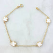 Pulso Espiga Trebol VCyA 2.55gr / 18.5cm / Resina Blanca Oro Amarillo 18K ©