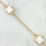 Pulso Espiga Trebol VCyA 2.55gr / 18.5cm / Resina Blanca Oro Amarillo 18K ©