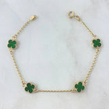 Pulso Espiga Trébol VCyA 3.1gr / 18cm / 1.4mm Resina Verde 4und Oro Amarillo 18K