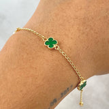 Pulso Espiga Trébol VCyA 3.1gr / 18.5cm / 1.4mm Resina Verde 4und Oro Amarillo 18K ©