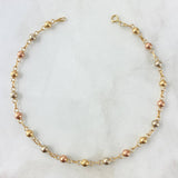Tobillera Tipo Militar 4.1gr / 24cm / 4mm Bola Lisa Tres Oros 18K *
