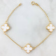 Pulso Epiga Trebol VCyA 3.35gr / 18cm / 12mm Resina Blanca Oro Amarillo Nac.Esp. 18K *