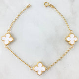 Pulso Epiga Trebol VCyA 3.35gr / 18cm / 12mm Resina Blanca Oro Amarillo Nac.Esp. 18K *
