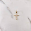 Dije Cruz 1.3gr / 2.6cm / Circones Blancos Oro Amarillo 18K $