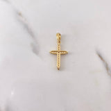 Dije Cruz 1.3gr / 2.6cm / Circones Blancos Oro Amarillo 18K $