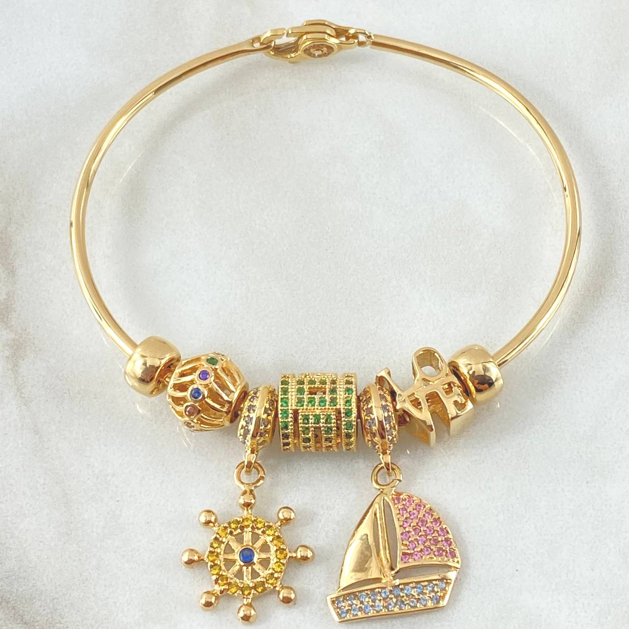 Pulso Aro Dijes 17.35gr / 19cm / Oro 18K *
