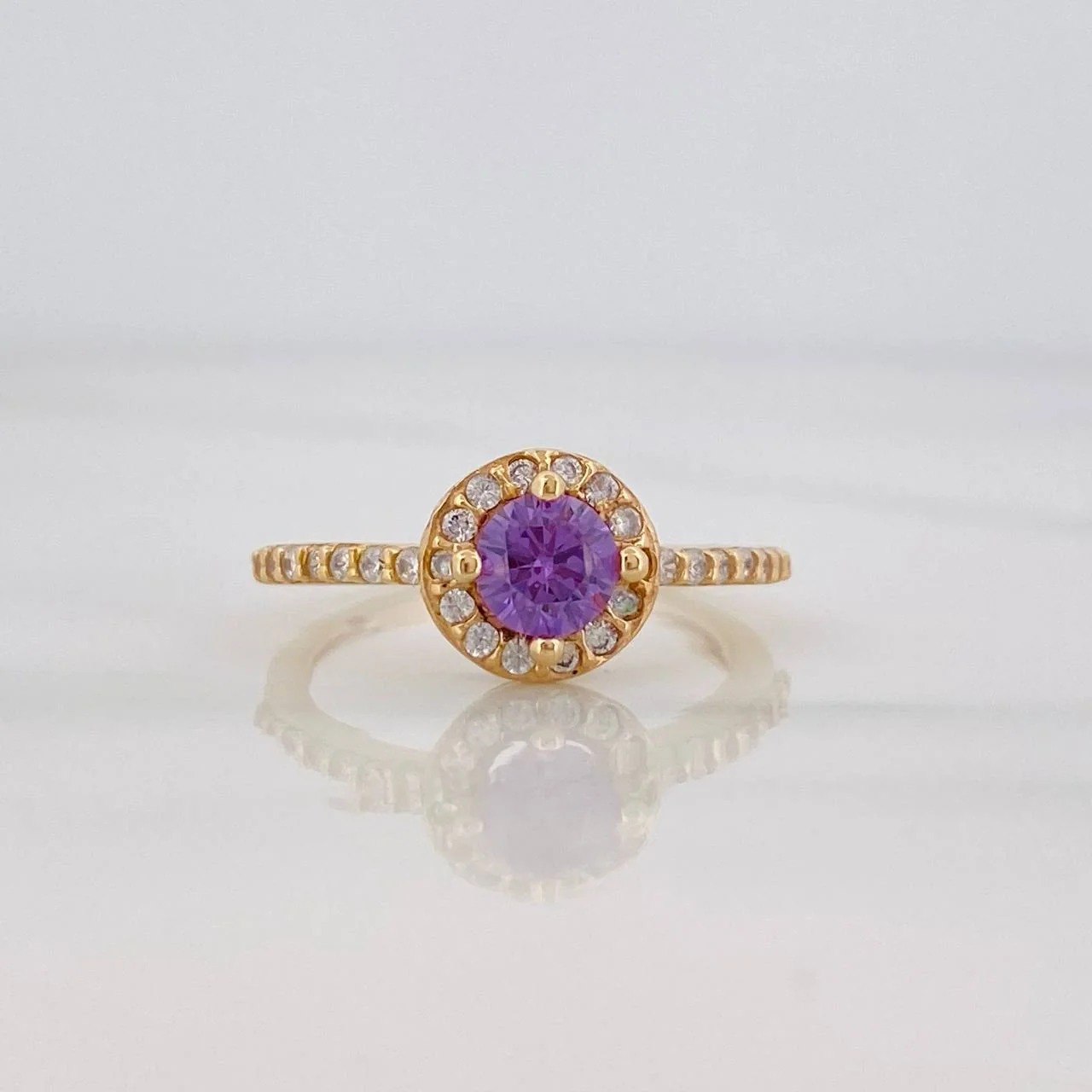 Anillo Halo Circulo 2.4g / T7 Oro Amarillo 18K