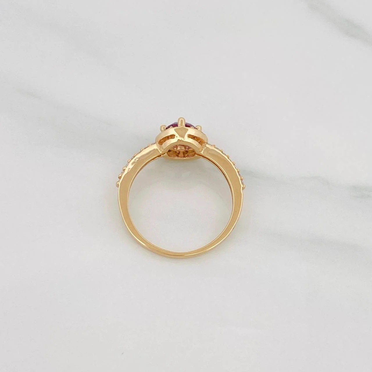 Anillo Halo Circulo 2.4g / T7 Oro Amarillo 18K