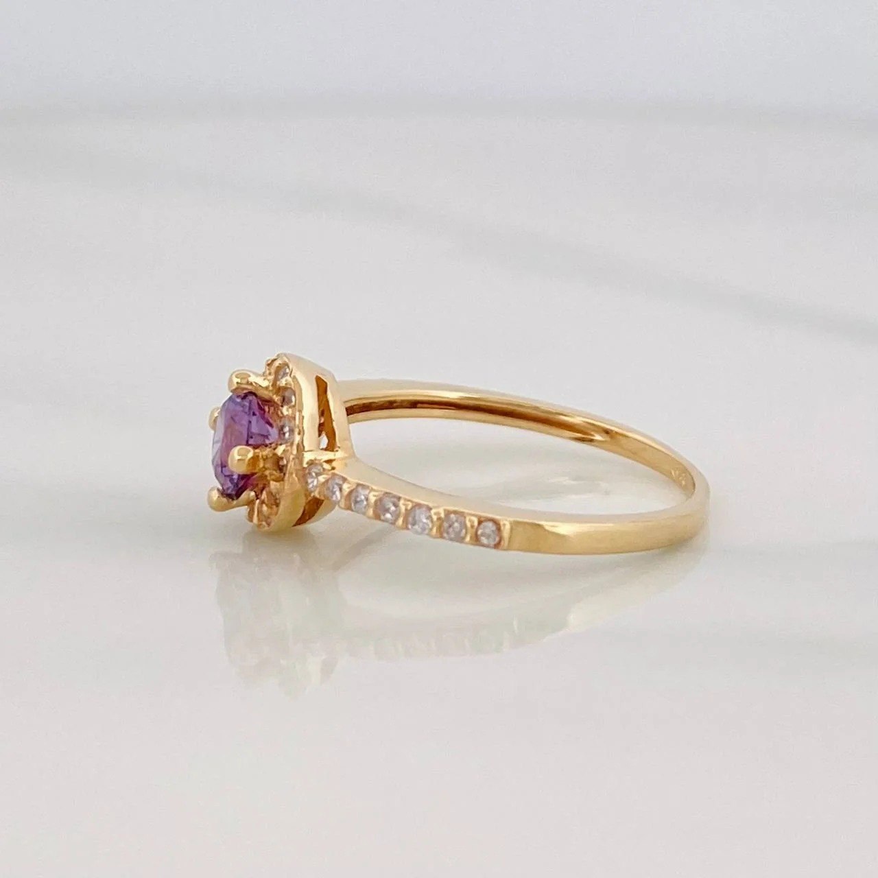 Anillo Halo Circulo 2.4g / T7 Oro Amarillo 18K