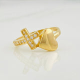 Anillo Cruz Corazón 2.6g / T7 1/2 Oro Amarillo 18K