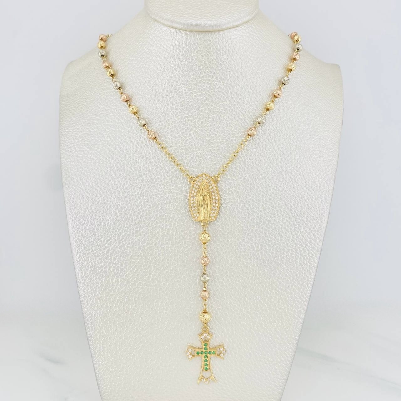 Rosario Guadalupe Cruz 10.6g / 60cm / 4mm-5mm Tres Oros 18K