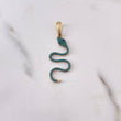 Dije Serpiente 1.95gr / 4cm / Circones Negros Verdes Dos Oros Negro Amarillo 18K $