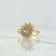 Anillo Pareja Sol y Luna 3.25gr / T6 3/4- T61/2 / Circones Blancos Oro Amarillo 18K