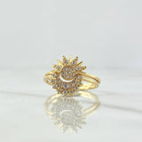 Anillo Pareja Sol y Luna 3.25gr / T6 3/4- T61/2 / Circones Blancos Oro Amarillo 18K