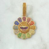 Dije Flor Cara Sonriente 9.25gr / 4.4cm / Circones Multicolor Oro Amarillo 18K ©