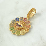 Dije Flor Cara Sonriente 10gr / 4.7cm / Multicolor Oro Amarillo 18K ©
